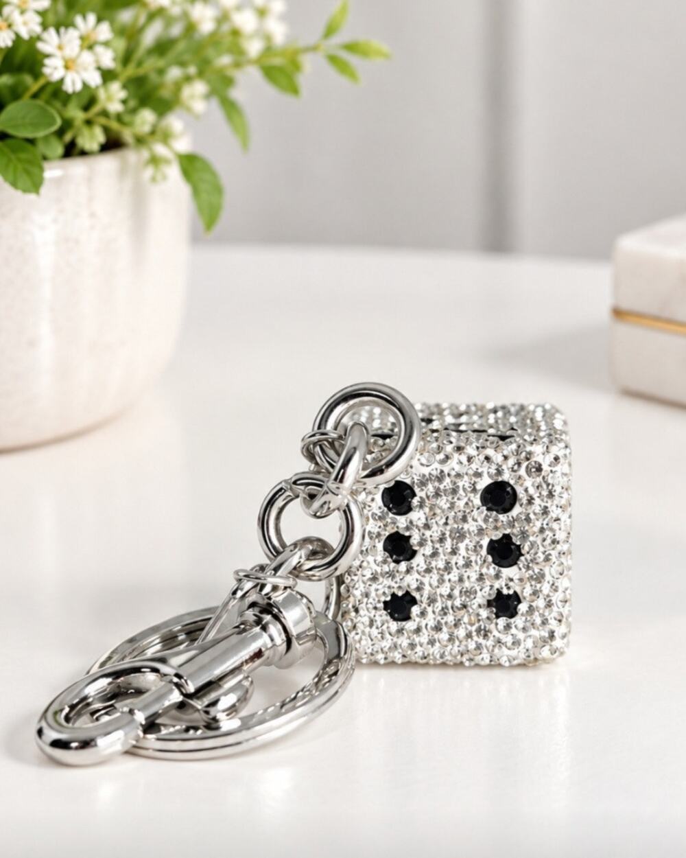 Brand new Lucky Dice Silver  Rhinestone Bag Charm